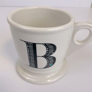 COPY - Anthropologie Shaving Mug B Initial White Black Bird Monogram Mug